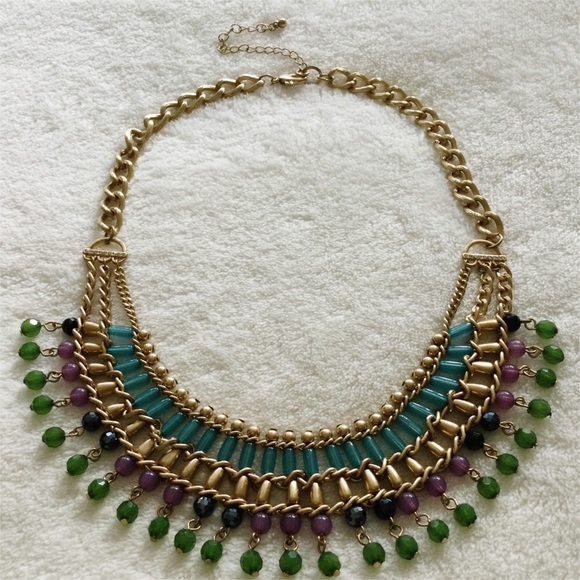 Vintage Egyptian Revival Cleopatra Style Goddess Necklace w/ Semi Precious Beads - Picture 15 of 17